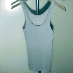 J.CREW featherweight Finely Ribbed Cotton FAVORITE TANK Size XL Pale Sky Blue